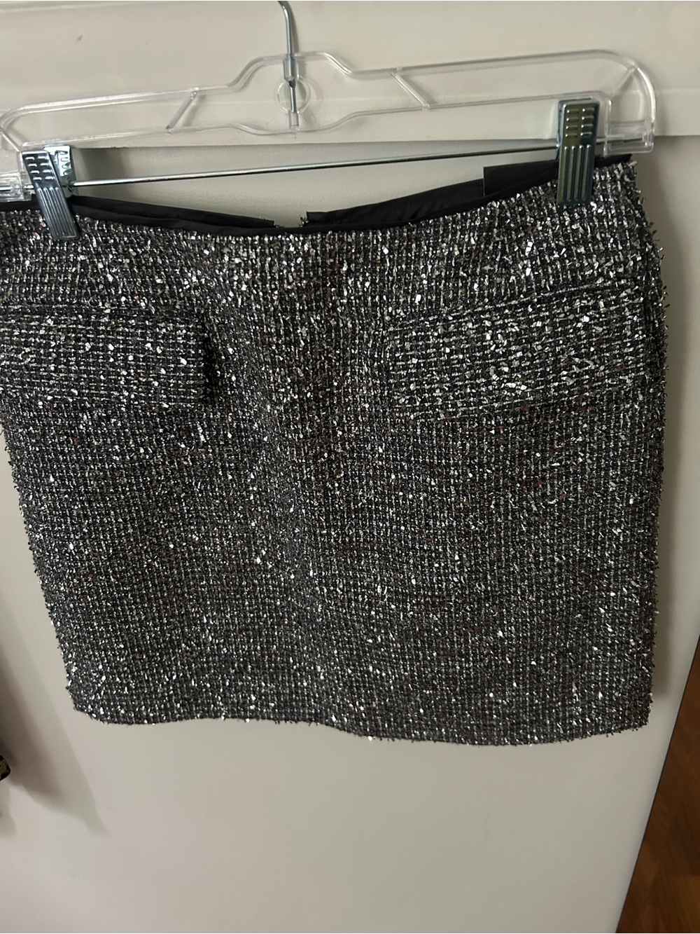 Sparkle Tweed Mini Skirt - Black & Silver